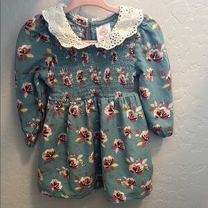 Floral Long Sleeve Dress with Lace Collar